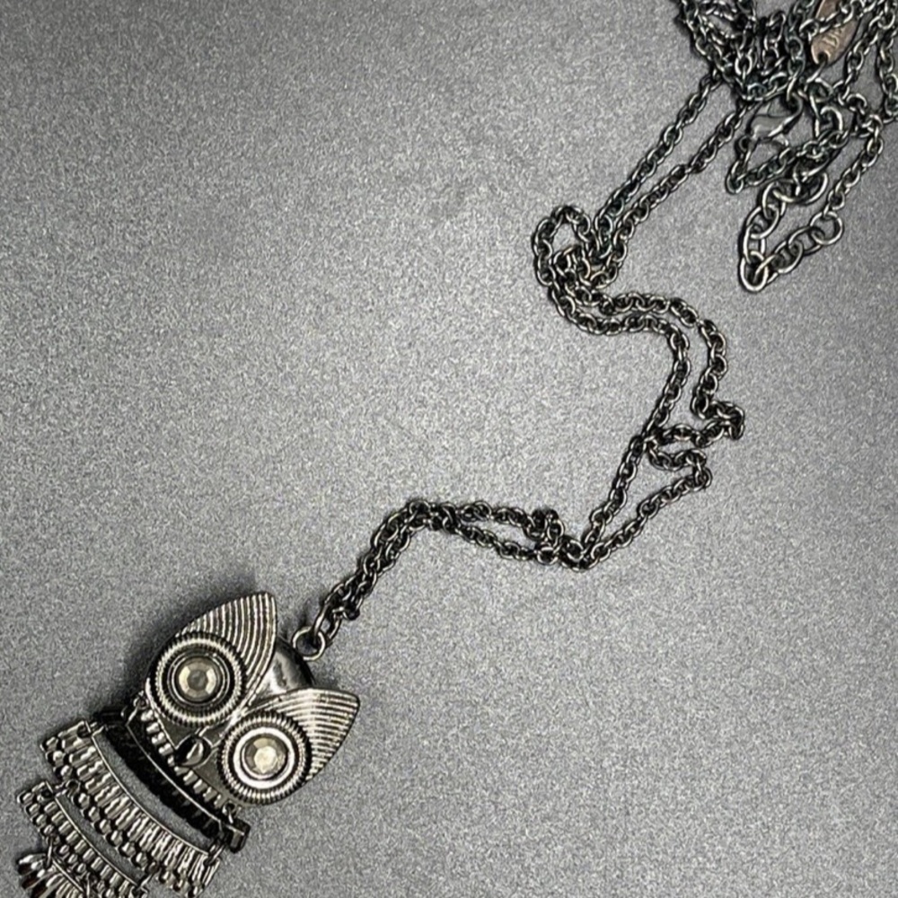 Steampunk/oilrub look Owl open & close watch  Necklace by Decree, no longer made